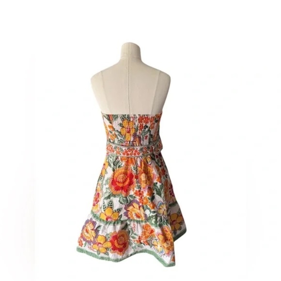 Joie Strapless Floral Dress – Boho Summer Sundress – Belted Fit & Flare - Picture 6 of 6